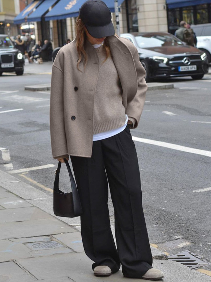 Double-Breasted Short Pea Coat