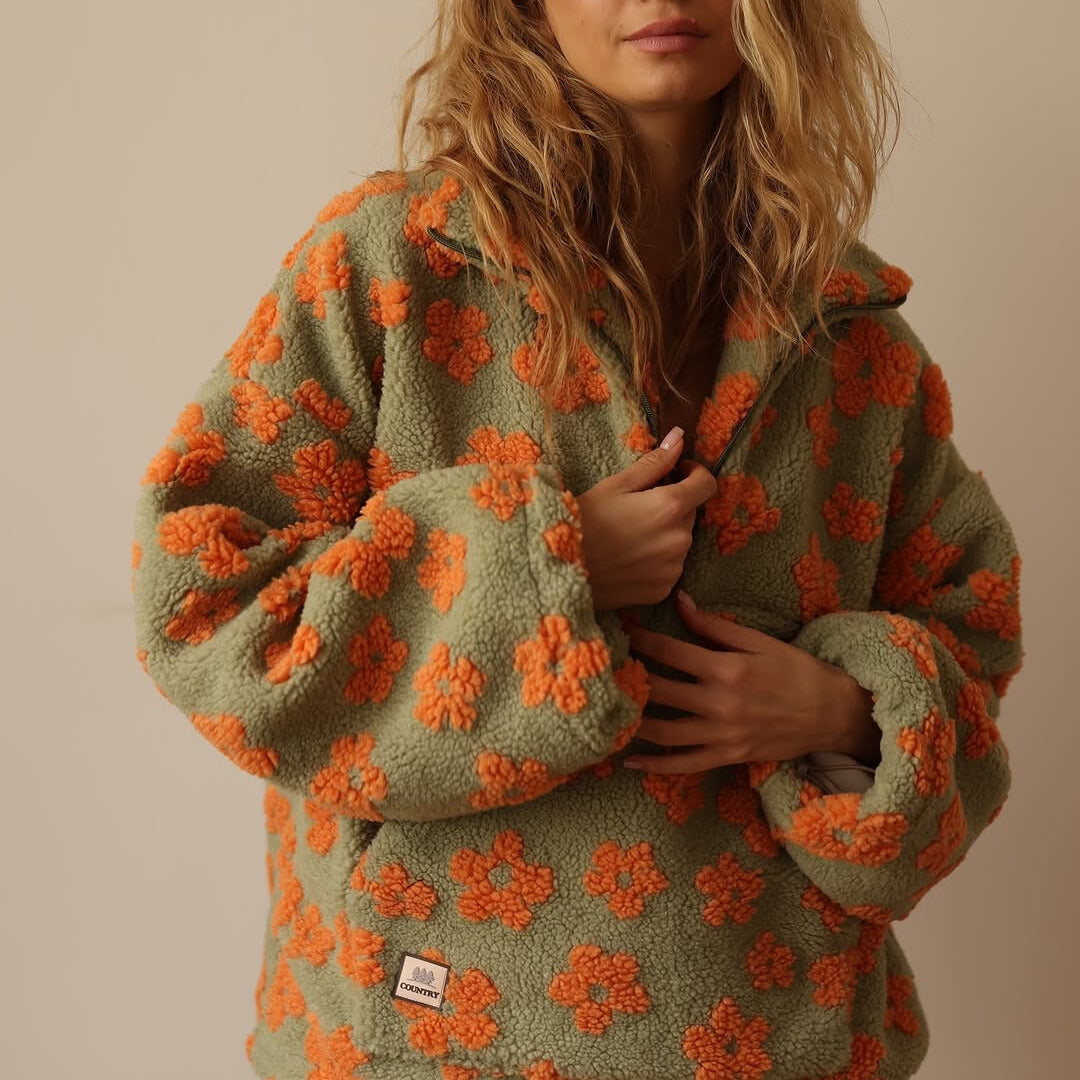 Rose | Floral Fleece Pullover