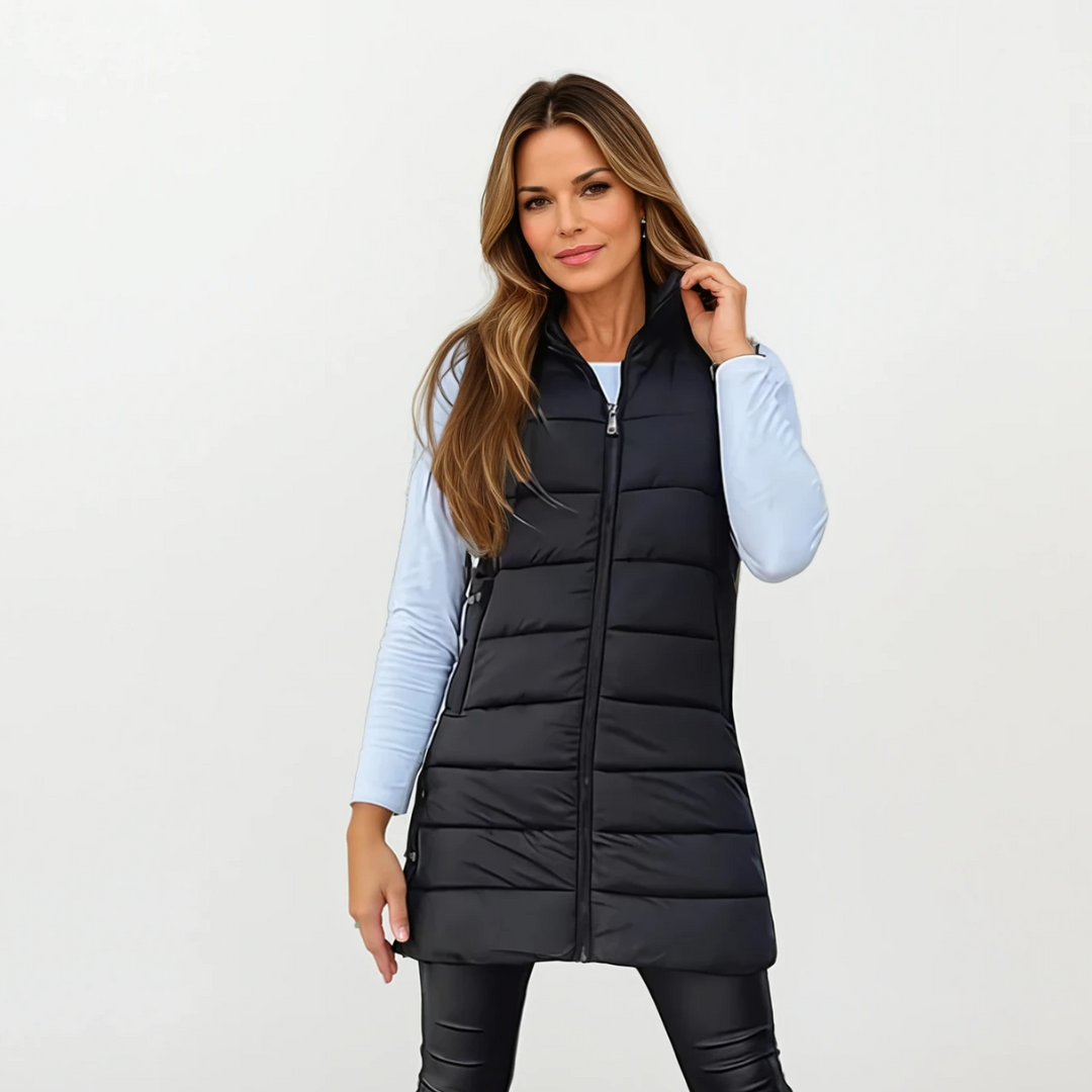 Casual Sleeveless Hood Long Puffer Vest