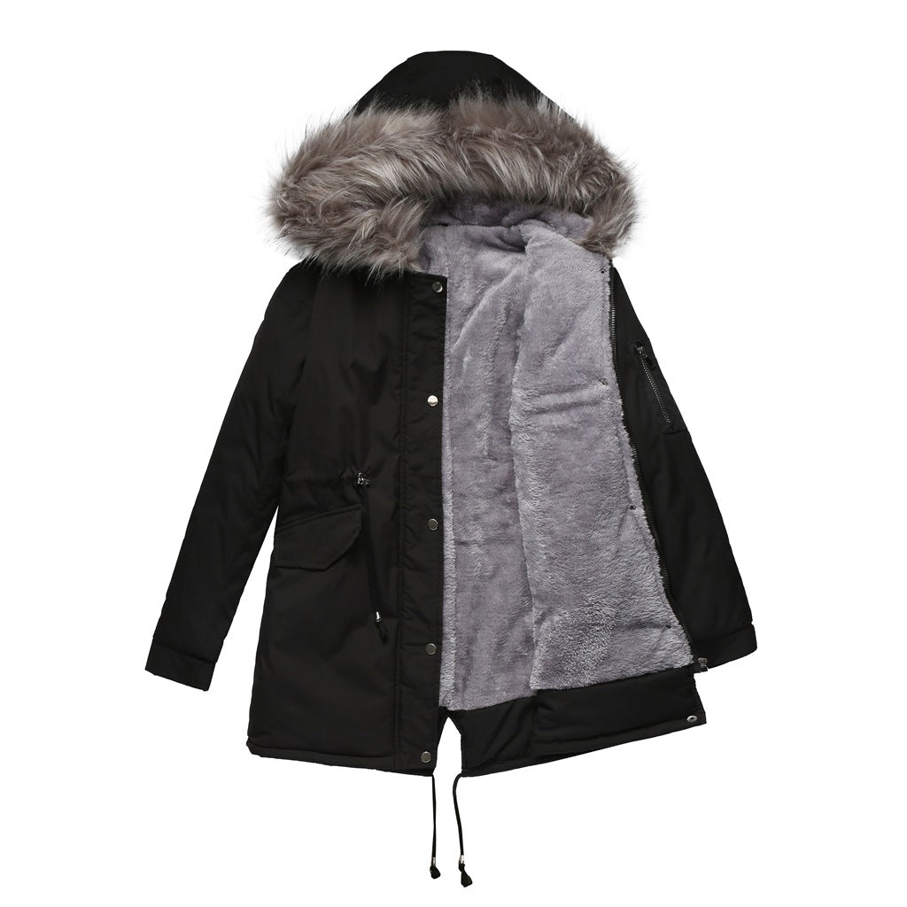 Warm Velvet-Trimmed Parka