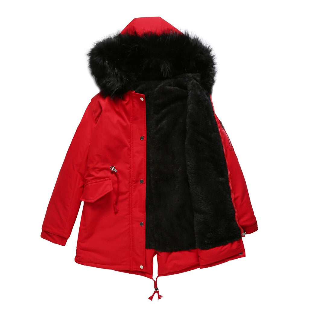 Warm Velvet-Trimmed Parka