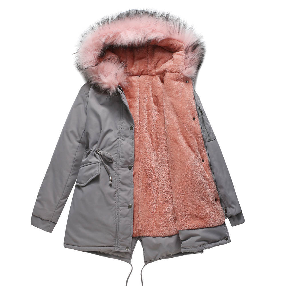 Warm Velvet-Trimmed Parka