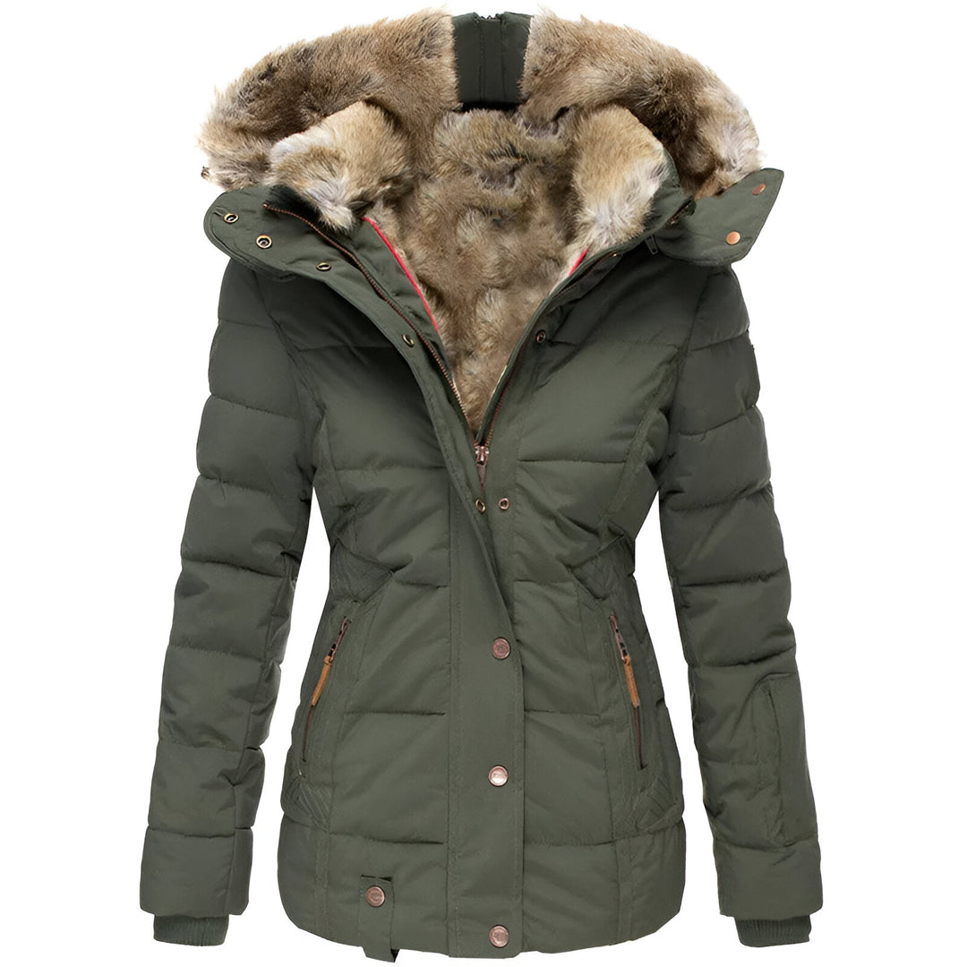 Puffer Jacket with Hood and Slim Fit Design