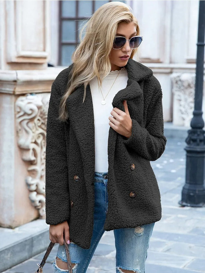 Lamb Fur Collar Teddy Coat