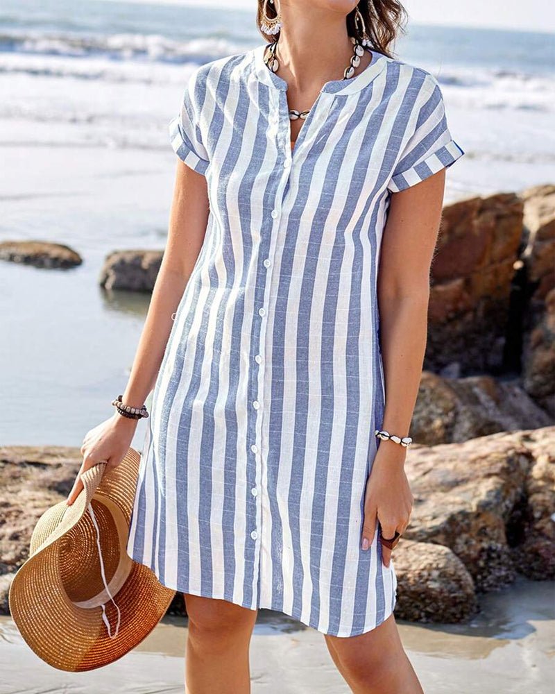 Cristine™ – Breezy Striped Button-Front Shirt Dress