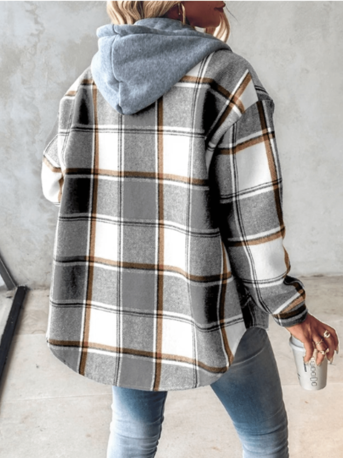 Estefanía | Checked Hoodie Blouse